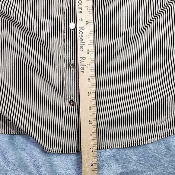 Adrienne Vittadini Shirt Women XL Brown Stripe Button Long Sleeve Stretch Office - Picture 11 of 12